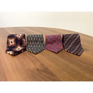 Christian Dior Neck Ties Bundle Set of 4 stripes geometrical 100% Silk